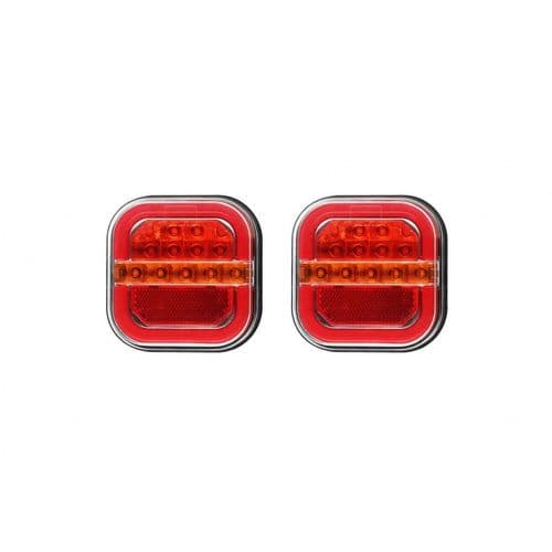 LED Square Tail Lights - Pair - 109mm x 107mm