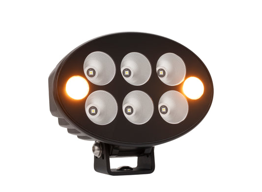 60w Oval Work Light with Amber Flashing Strobes