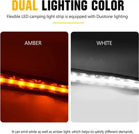 Awning 12V Dimmable LED Camping Light Flexible Strips Amber And White