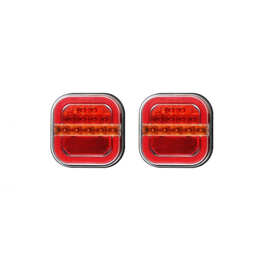 LED Square Tail Lights - Pair - 109mm x 107mm